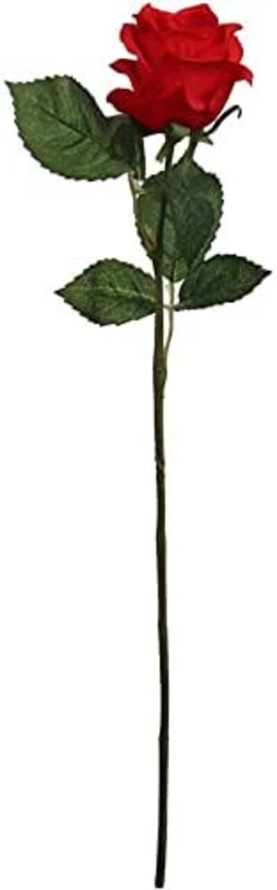18" Red Silk Rose Bud - Lifelike Artificial Flower, Elegant Home & Event Decor